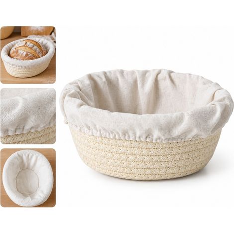 1 Piece Panier de Levage de Pain en Coton Tisse Style Europeen Ovale Couleur Creme 21 x 14 x 8 cm 0,15 kg avec Housse en Tissu pour Cuisine Boulangerie Maison (1/5)