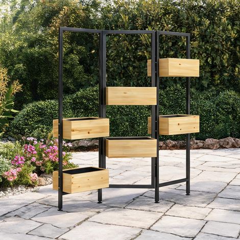 Jardinière paravent avec treillis pliant en bois et métal 295 x (1/5)