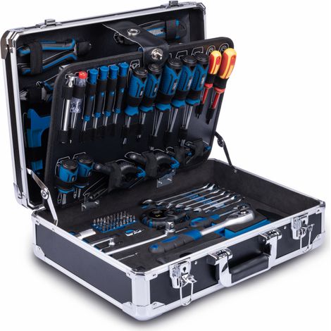 Scheppach Mallette à outils TB200 – Valise à outils – Coffret à outils – Coffret multi outils - Boîte à outils – Boîte de rangement - 141 pièces – En chrome vanadium