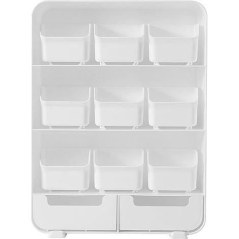 Boîte de rangement bureau en plastique, organiseur de table multicouche avec tiroirs, pour fournitures scolaires et cosmétiques. (1/5)