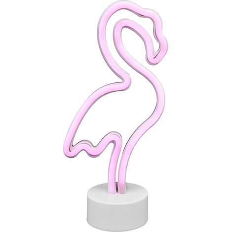 Enseigne néon LED en forme d'oiseau avec socle déco murale pour chambre salon fête lumière rose alimentée par piles (1/5)