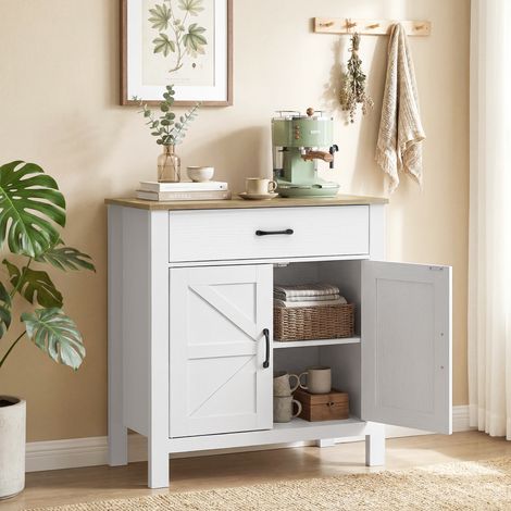 Buffet buffet meuble cuisine ferme portes coulissantes étagère réglable - Couleur: Blanc