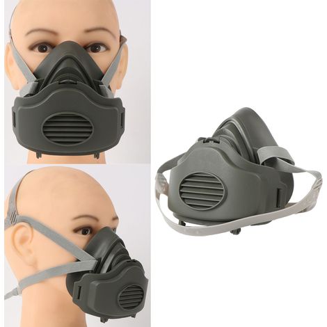 Wiederverwendbare, staubdichte Halbgesichts-Atemschutzmaske aus Industriegummi, atmungsaktiv und waschbar, für Kohlebergwerke, mit 60 Ersatzfiltern (1/5)