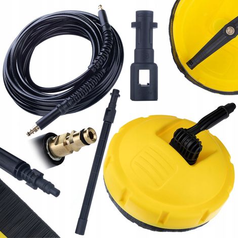 Set di Accessori per Idropulitrice compatibile con Kärcher K2–K7 – Spazzola T-Racer e Tubo Alta Pressione 10m, Sistema Click-Click