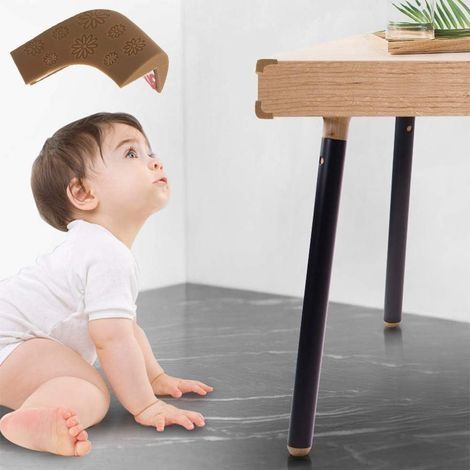 Eckenschutz für Babymöbel, braune Silikon-Eckenschoner für Tische und Möbel, 8 Stück (1/4)