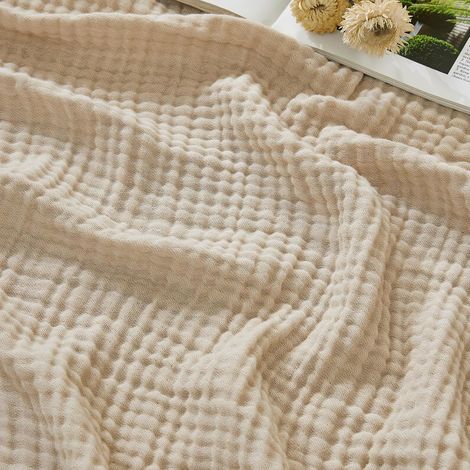 Couverture en Mousseline de Coton pour Grand lit, Couvre-lit en Gaze Respirante, Douce et légère (Beige, 167 x 228,6 cm) (1/5)