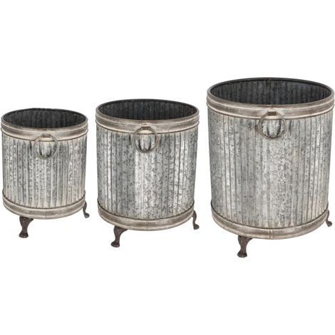 Set de 3 Pots Ronds sur Pieds - Ø 38,8 x H 45,2 cm - Livraison gratuite (1/2)