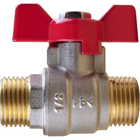 Vanne à sphère PN25 Passage Intégral ACS papillon rouge M/M 1/2"(15x21) IBP Bänninger (1/4)