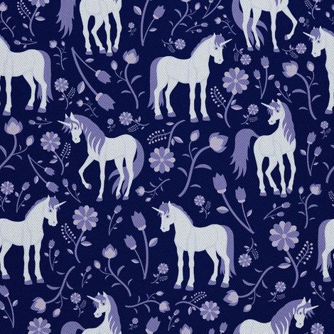 Outdoor dekostoffe oxford - Motiv Einhorn und Blumen (1/5)