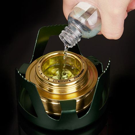 Réchaud à alcool portable mini-brûleur pour cuisiner en plein air, en camping ou en pique-nique (vert pierre bleue) (1/5)