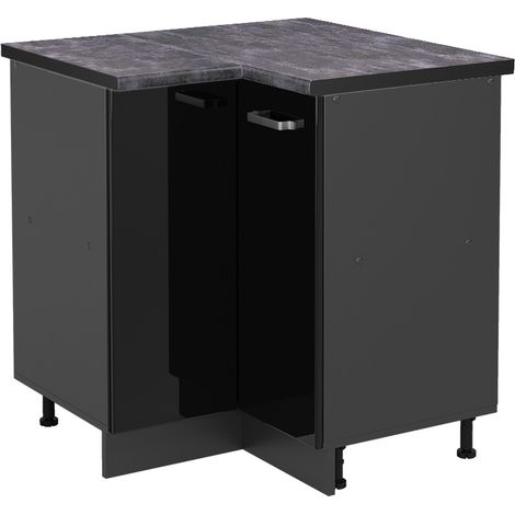 Meuble d'angle R-Line, Noir Haute brillance, 75.6 cm, PT Anthracite, Vicco