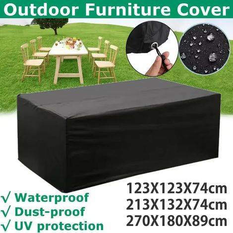 Housse de protection en tissu Oxford 210D (argentée, 180 x 150 x 80 cm) pour table de jardin. Imperméable, coupe-vent et anti-UV.