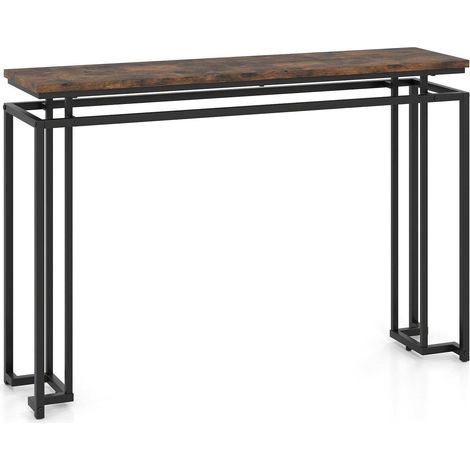Brown Console Table with Metal Frame, 120 x 30 x 80.5 cm