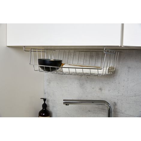 WENKO Regaleinhängekorb, 2er Set, Metallkorb mit Anti-Rutsch-Gummierung, Silber glänzend, verchromtes Metall silber glänzend (1/3)