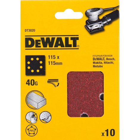 DeWALT Papel de lija 115 x 115 mm, P60, Velcro (10 uds) DT3021