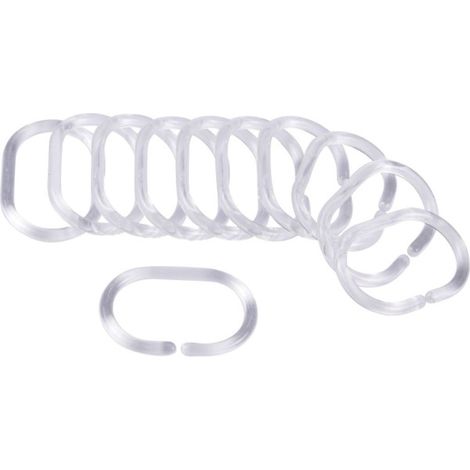 Lot de 12 Anneaux de Rideau de Douche Translucides "Vitamine II" 6cm Blanc (1/2)