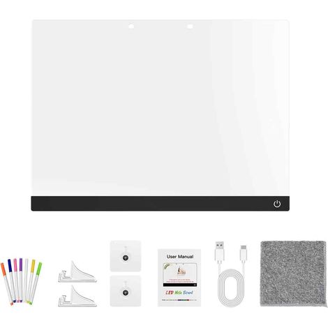 Tableau LED Acrylique - 7 Couleurs Et Stylet Inclus - Pour Maison Bureau Ecole - Format 30x20cm (1/5)