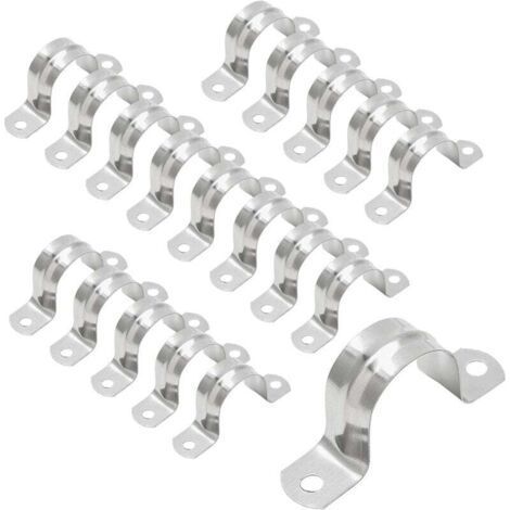 PA Collier de Serrage U Acier Inoxydable Semi-Circulaire pour Tuyau Air et Eau Fixation 32mm (1/4)