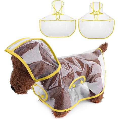 2 Pièces Manteau de Pluie Imperméable pour Chien avec Capuche,Imperméable pour Chien en PVC Transparent,Manteaux imperméables pour Chiens avec Fermeture à Boutons,pour Les Jours de Pluie (1/5)