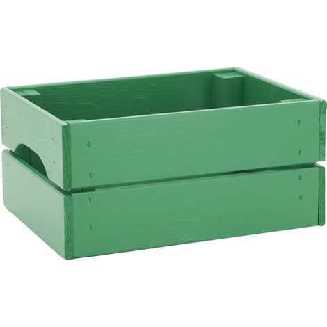 Caisse de rangement en pin petit modèle 31 x 23 x 15 cm Vert menthe (1/5)