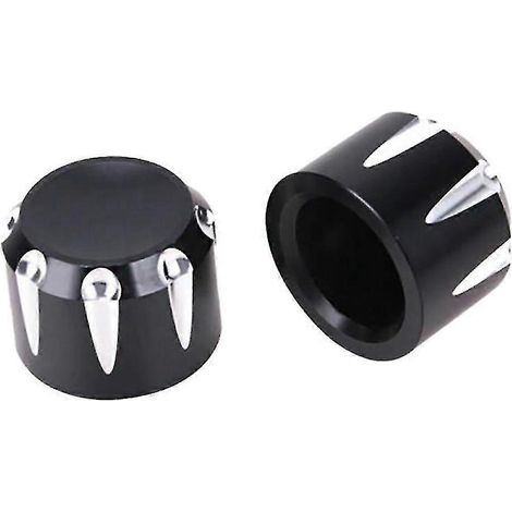 Cache-écrou d'axe de roue avant noir découpé CNC pour Glide Sportster Dyna (1/5)