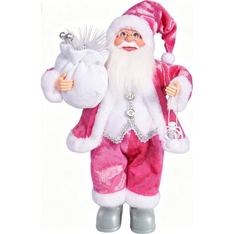Figura de Papá Noel rosa, 32 cm, figura de Papá Noel de pie, decoración navideña clásica, adornos. (1/5)