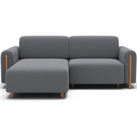Canapé d'angle convertible ARVESSA gris foncé tissu nid d'abeille – Angle gauche (1/5)