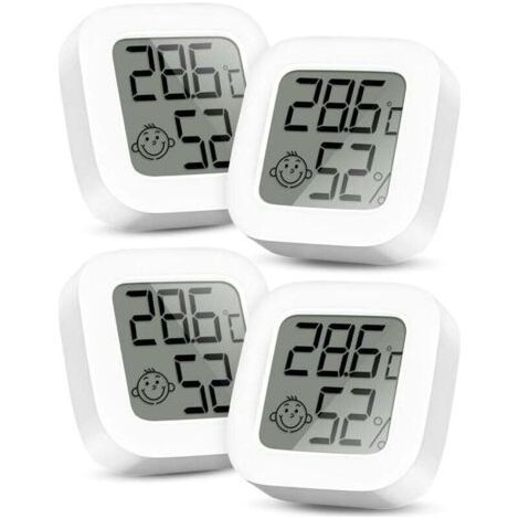 Mini Thermomètre Numérique LCD - Thermomètre et Hygromètre d'Intérieur, Thermo-Hygromètre, Humidomètre pour Chambre de Bébé, Salon, Bureau, Serre, Cave à Vin, 4 Pack (1/4)
