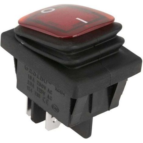 4 interruttori a bilanciere ON-OFF a 4 pin DPST da 220 V, impermeabili, con indicatori luminosi rossi e verdi. (1/4)