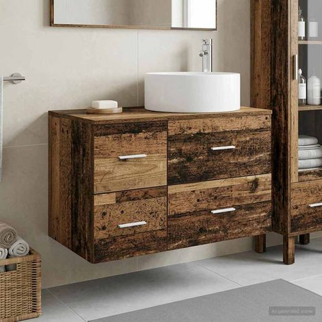 vidaXL Bathroom Furniture Set 2 pcs Old Wood Engineered Wood (1/5)