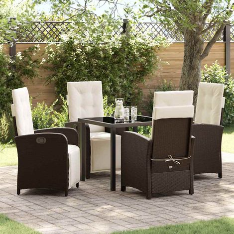 Garten Essgruppe 5 pcs Braun Poly-Rattan vidaXL (1/5)