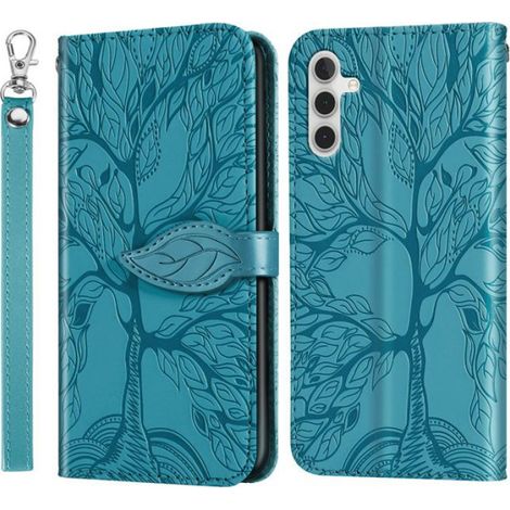 Coque Flip Pour Samsung Galaxy A15 4G 5G - Étui Portefeuille Avec Porte-Carte - Fermeture Magnétique - Cuir PU TPU - Bleu - 1 Pièce (1/5)