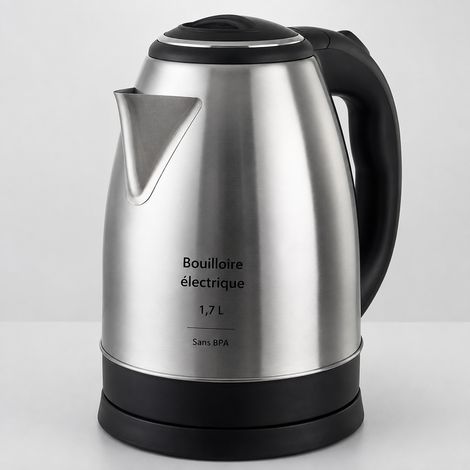 Bouilloire électrique 2,3 L en acier inoxydable double paroi prise européenne réf 0826 650 g – Livraison gratuite (1/5)