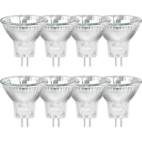 Pack de 8 MR11 12V 20W Ampoules Halogènes GU4, Dimmable Projecteur, 250LM, Ampoule halogène à spot, Blanc Chaud 2700K, 30 °Faisceaux, Base à Bi-Pin Couvercle en Verre (1/5)