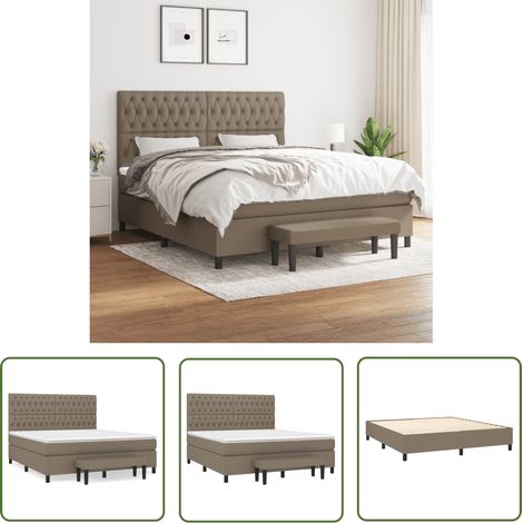 The Living Store Sommier à lattes de lit avec matelas Taupe 180x200 cm Tissu - Lit Plateforme - Lit Double - Matelas À Ressorts Ensachés - Literie Taupe - Meuble Chambre (1/5)
