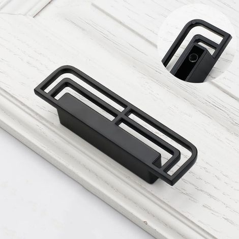 SNQ – Schubladengriffe aus schwarzer Zinklegierung – 2er-Set – Lochabstand 64 mm – Abmessungen 88 x 31 x 21 mm – Korrosionsbeständig – 6285-Pass (1/5)