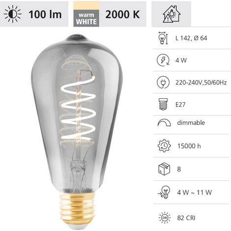 Eglo LED Leuchtmittel Edison ST64 E27 4W rauch Leuchtmittel (1/3)