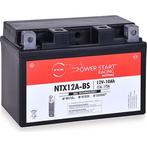 NX – Batterie moto Gel 12V 10Ah – Compatible YTX12A-BS / NTX12A-BS – Technologie gel pour performance accrue – Charge rapide recommandée (1/3)