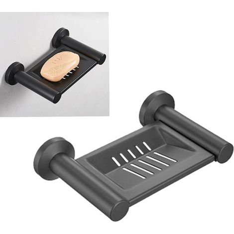 Porte-Savon - Acier Inoxydable 304 - Égouttage Intégré - Pour Cuisine Salle De Bain Douche - Noir - 1 Pièce (1/5)