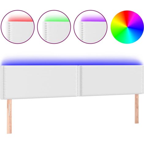 Tête de lit,Panneau décoratif à LED Blanc 200x5x78/88 cm Similicuir CFW8973554 (1/5)