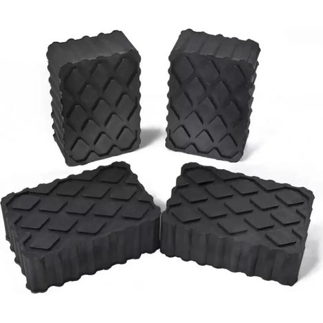 Set mit 4 Gummi-Hebeklötzen für Rampen – Universal-Unterlegscheiben für Scherenhebebühnen 120 x 80 x 40 mm