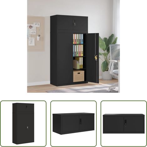 Schrank - Aktenschrank Schwarz 90x40x180 cm Stahl (1/5)