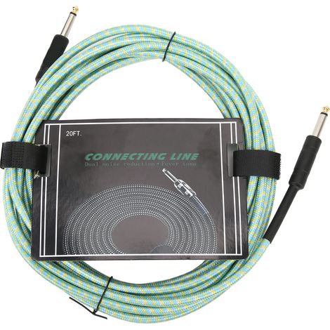 Geflochtenes, geschirmtes Musikinstrumentenkabel, Audio-Verlängerungskabel mit vernickeltem Stecker, 6 Meter (Grün) (1/5)