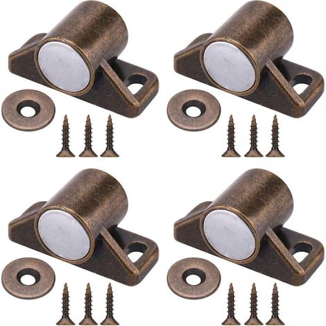 4 chiusure magnetiche per ante, magneti per ante di armadi con viti in acciaio inossidabile per la chiusura di ante scorrevoli di mobili da cucina (bronzo)