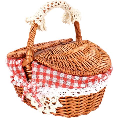 Weidenkorb, Weidenpicknickkorb, Einkaufskorb mit Henkel