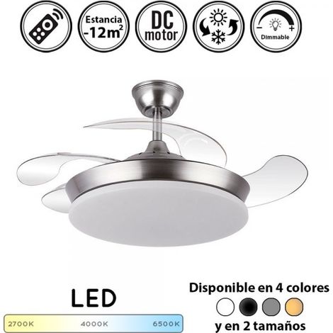 Ventilador de techo tridente Lampara ventilador de techo con luz 59W 6980Lm mejor ventilador de techo 2025 calidad precio Plata Pequeño diametro: 40-91 cm Plata Pequeño diametro: 40-91 cm (1/4)