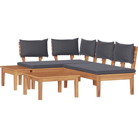 Garden Bench Set with Cushion with Storage 4 pcs Brown and Grey vidaXL (1/5)