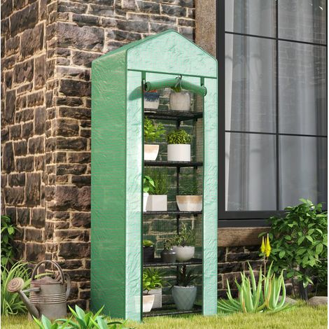 Serra da giardino 69 x 49 x 193 cm a 5 livelli, porta avvolgibile, verde HAVRYA (1/5)