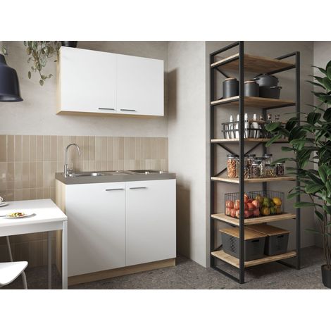 Küche Miniküche Singleküche Pantry Eiche Sägerau Weiß Merle 100 cm Respekta