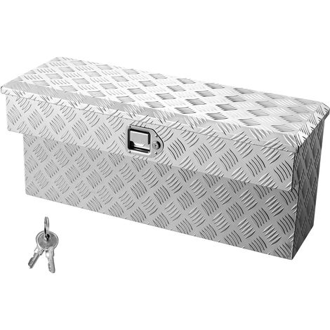 VEVOR Caja de Herramientas para Caja de Camioneta, de Aluminio, con Dibujo, Cerradura y Llave, Ideal para Camioneta, RV, Remolque, Patrón de Perfil de Cinco Barras, 864 x 305 x 390 mm, Plata (1/5)